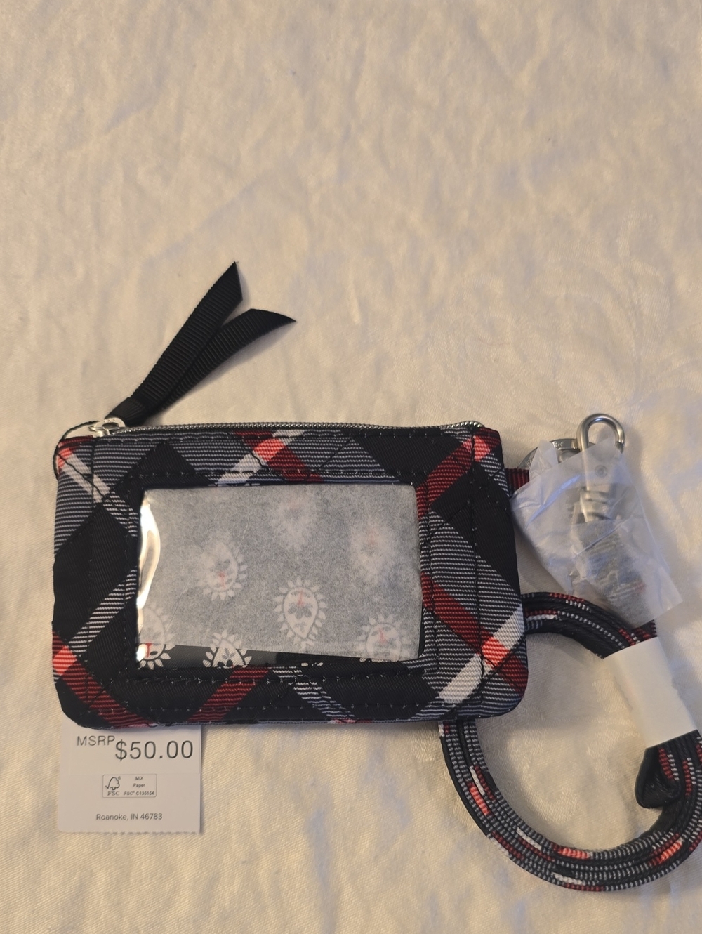 Vera Bradley Zip ID Wallet & Lanyard - Paris Plaid New